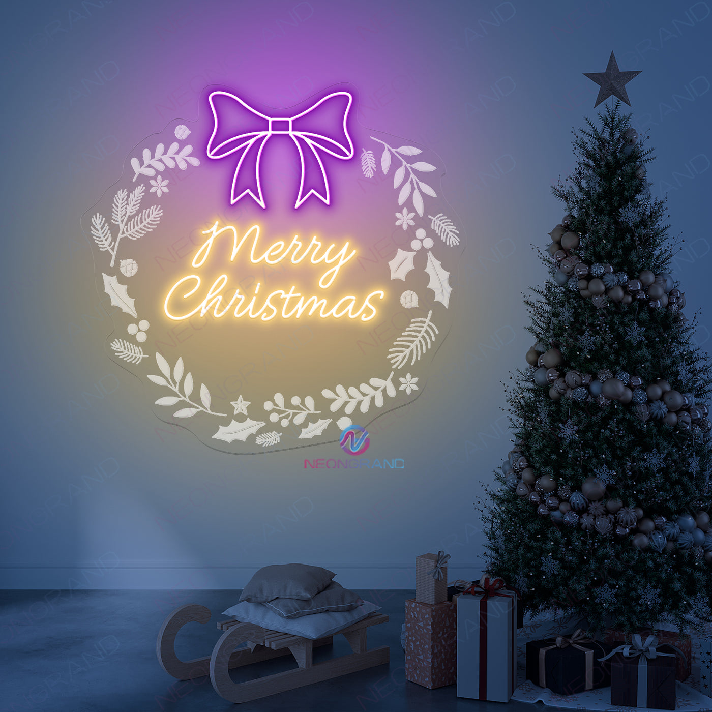 Merry Christmas Neon Sign 3D Engraved Led Light