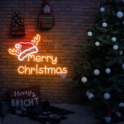 Merry Christmas Neon Sign Santa Hat Led Light