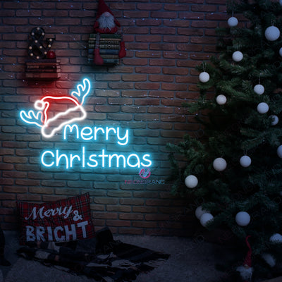 Merry Christmas Neon Sign Santa Hat Led Light