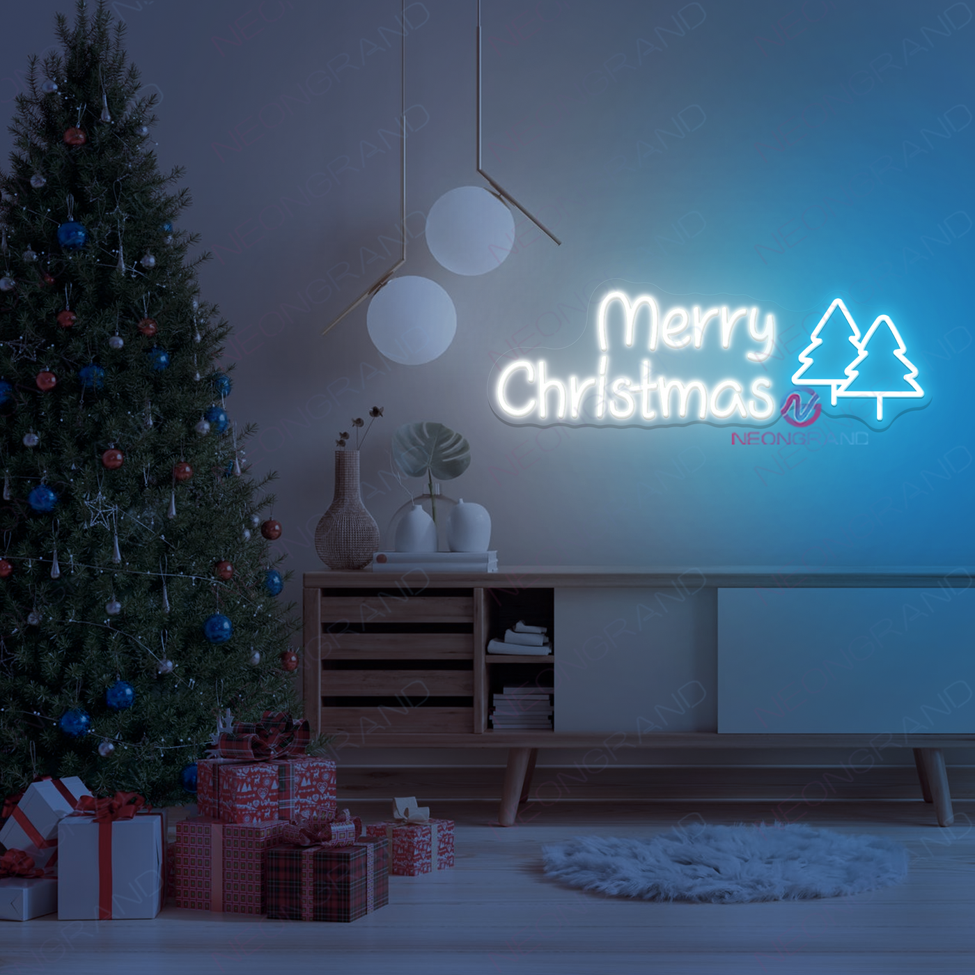 Merry Christmas Neon Sign Xmas Tree LED Light