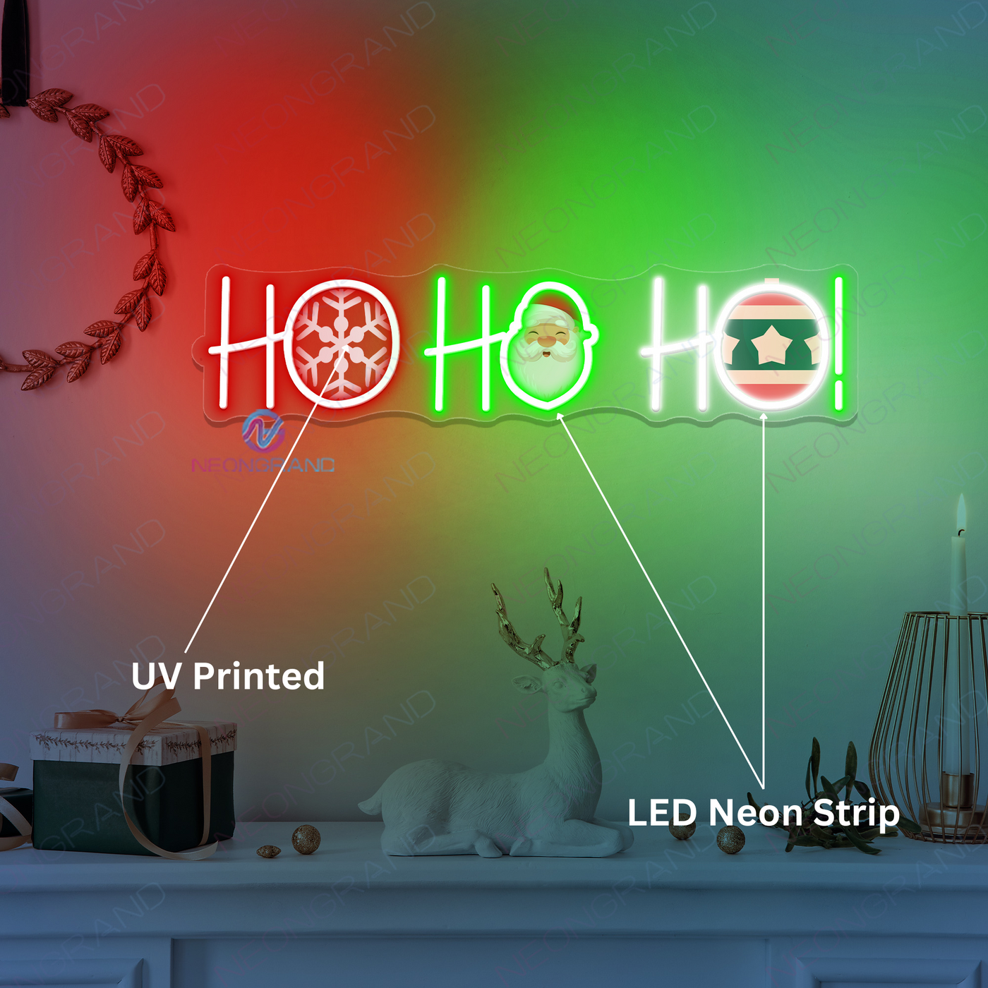 Ho Ho Ho Neon Sign Christmas UV Printed Led Light Up