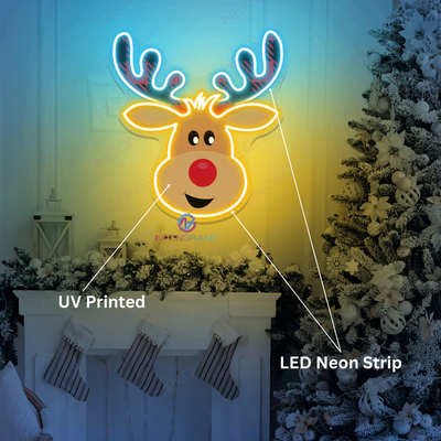 Reindeer Neon Sign Christmas UV Printed Led Light