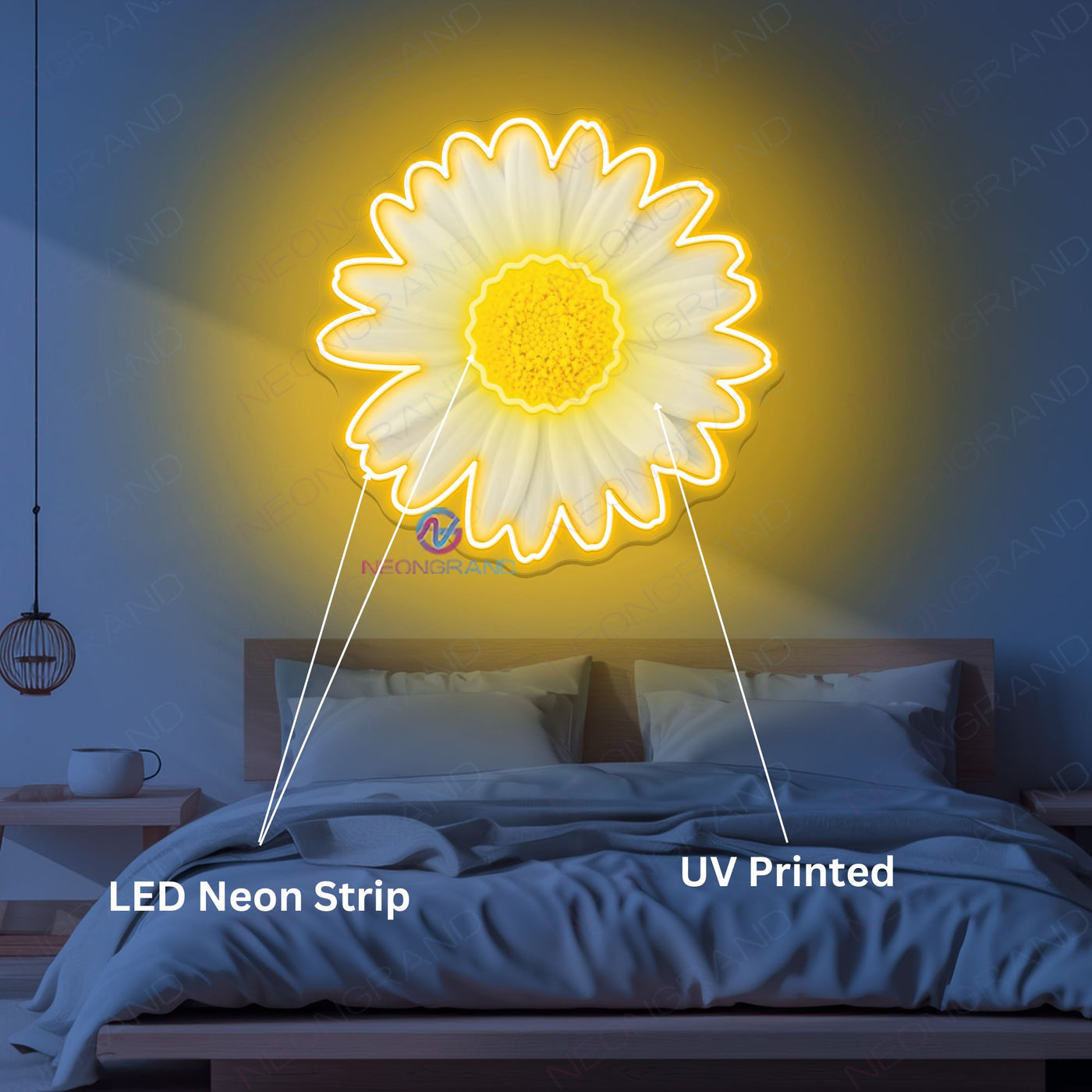 Daisy Flower Neon Sign UV Printed Led Lights