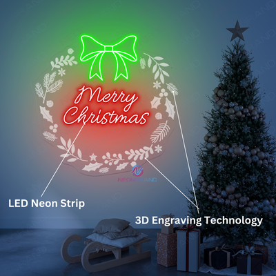 Merry Christmas Neon Sign 3D Engraved Led Light