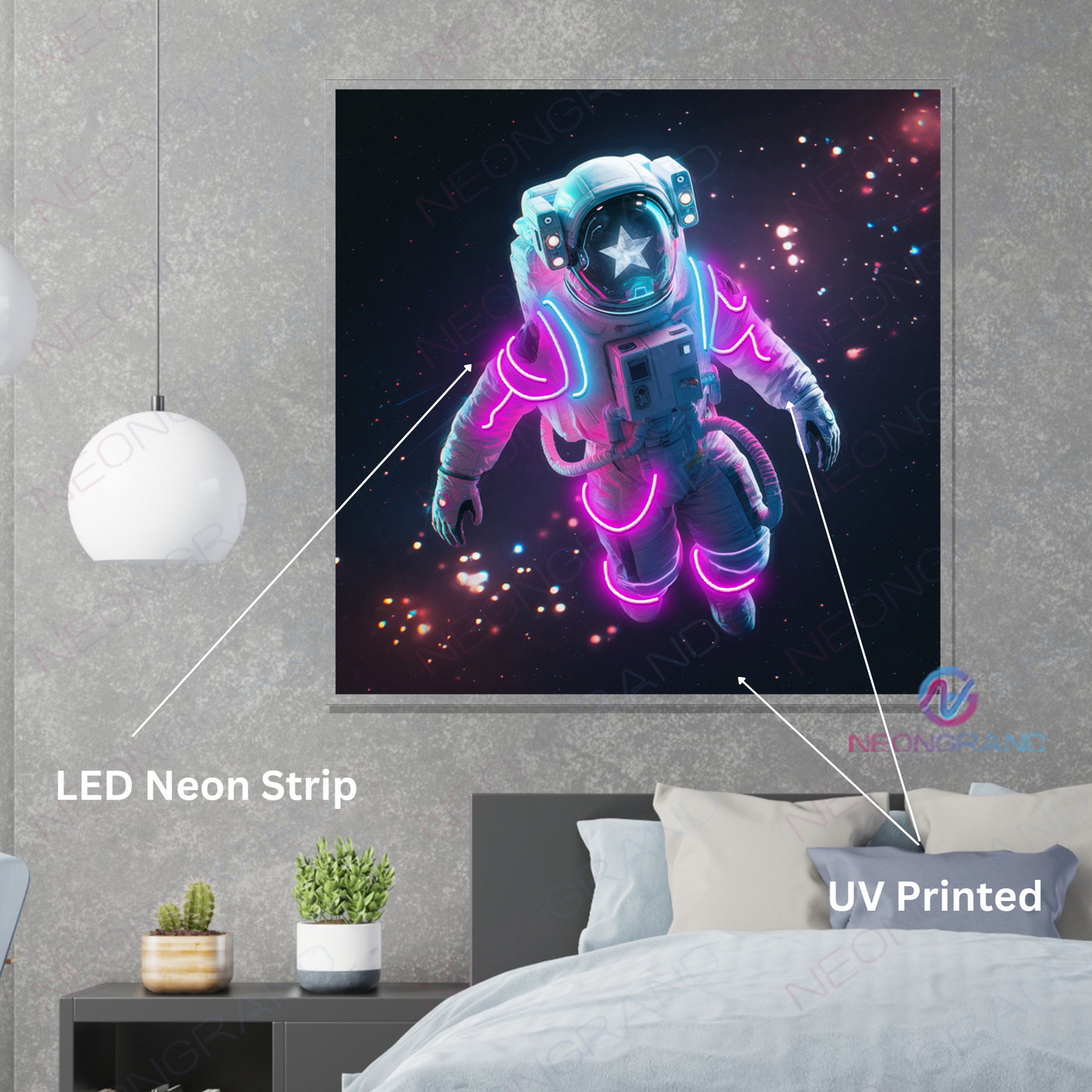 Astronaut Artwork Neon Sign Cool Led Light