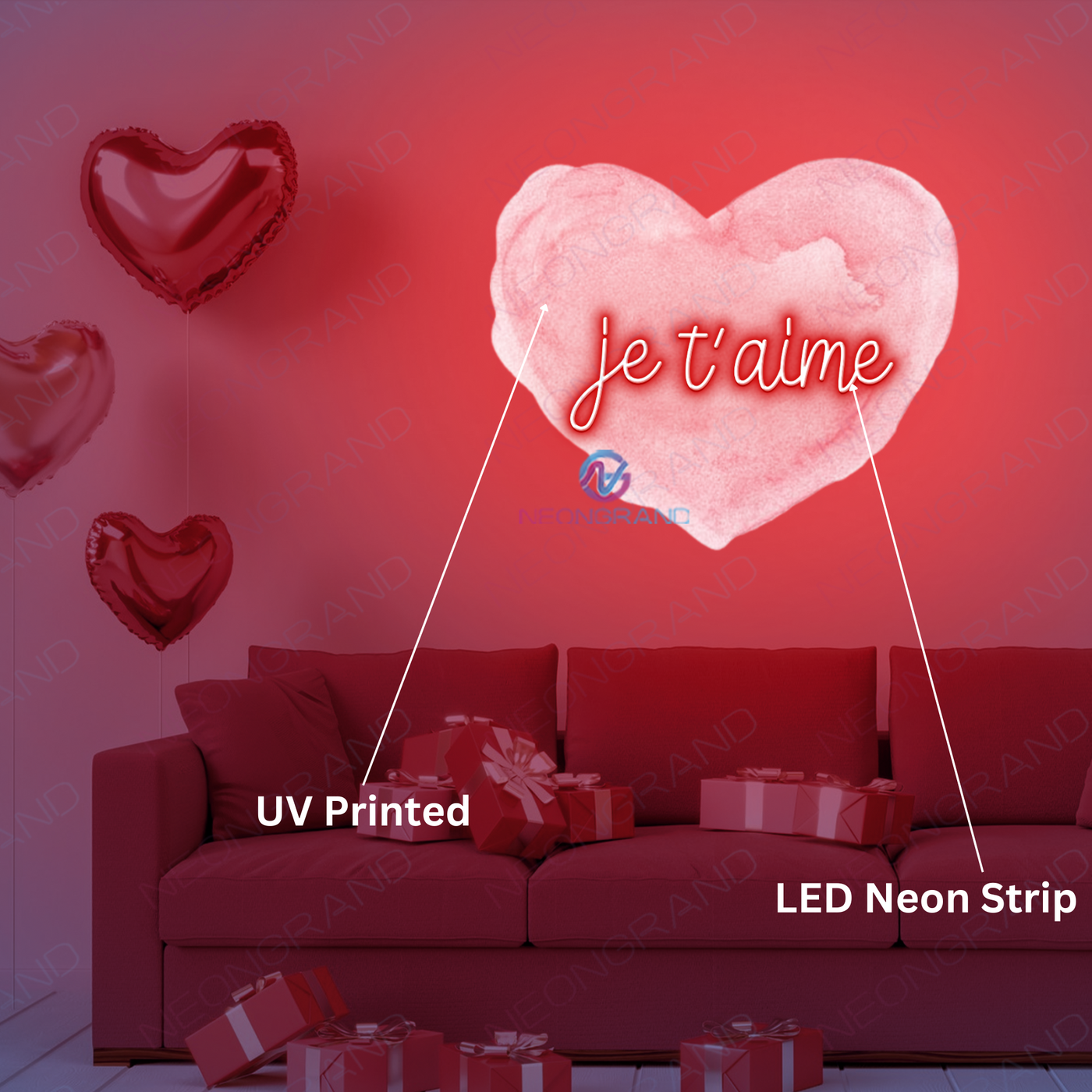 Je T'aime Neon Sign Love UV Printed Led Light