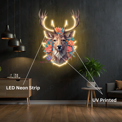 Deer Artwork Neon Sign Living Led Light