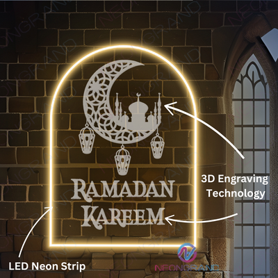 Ramadan Neon Sign 3D Engraved LED Light