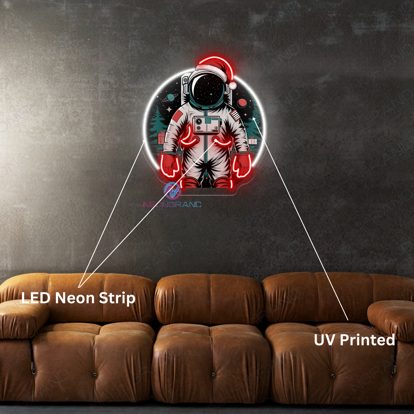 Astronaut Christmas Artwork Neon Sign Big Led Light