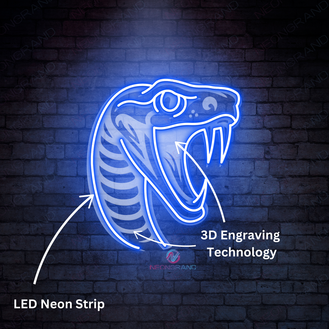 Snake Neon Sign Bar 3D Engraving Led Light