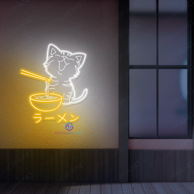 Neon Cat Ramen Sign Japanese 3D-Engraved Led Light