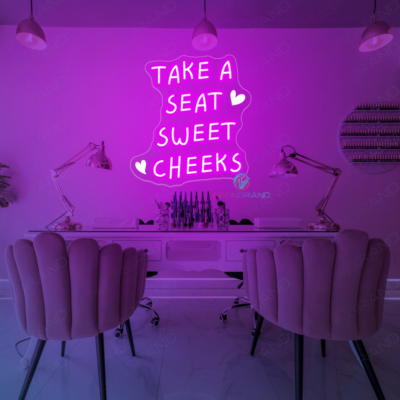 Neon Take A Seat Sweet Cheeks Sign UV-Printed LED Light