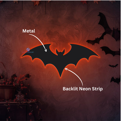 Bat Neon Sign Metal Backlit Halloween LED Light