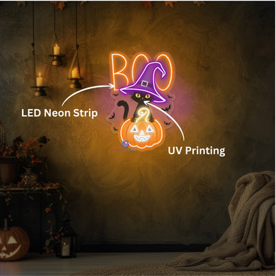 Neon Boo Sign UV Printing Halloween LED Light