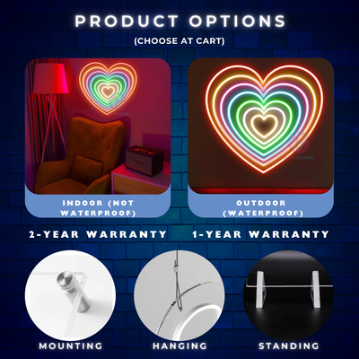 Heart Neon Sign Aesthetic Rainbow Led Light