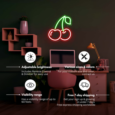 Cherry Neon Sign Babe Cave Led Light