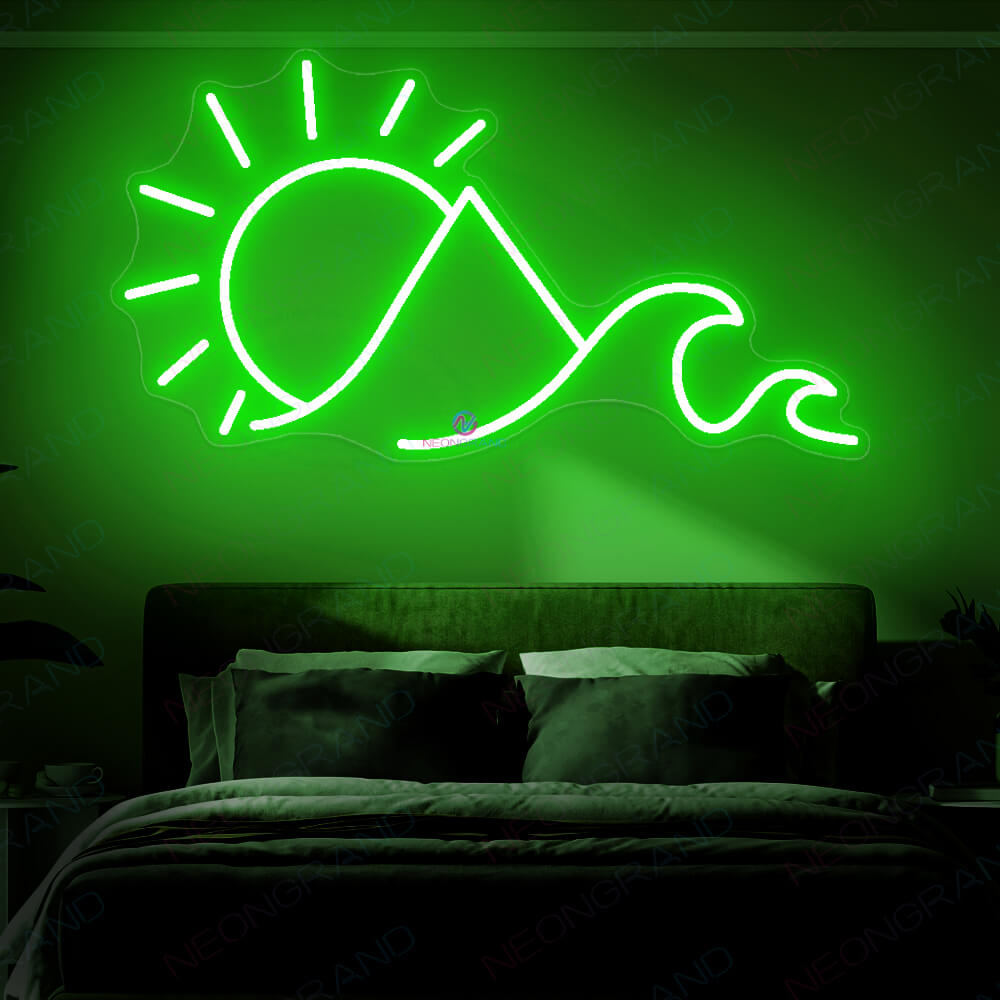 Neon Sign Mountains Sun Wave Led Light Aesthetic Neon Signs