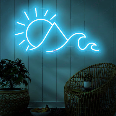 Neon Sign Mountains Sun Wave Led Light Aesthetic Neon Signs