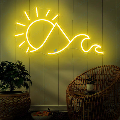 Neon Sign Mountains Sun Wave Led Light Aesthetic Neon Signs