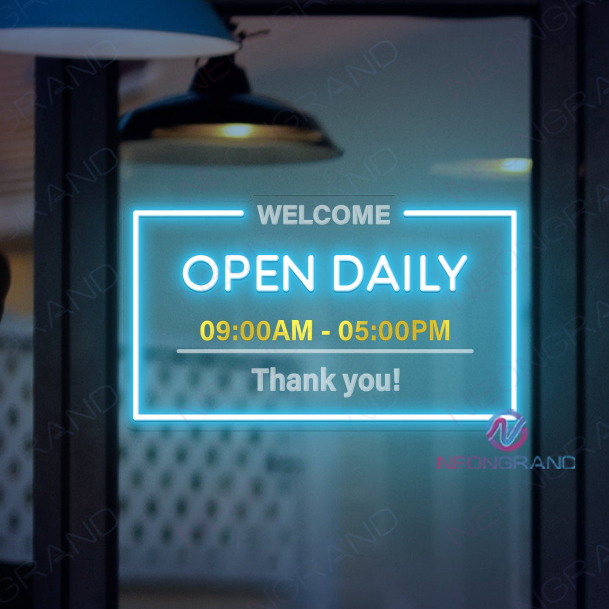 Open Daily Neon Sign Custom Business Hours Acrylic Metal LED Light