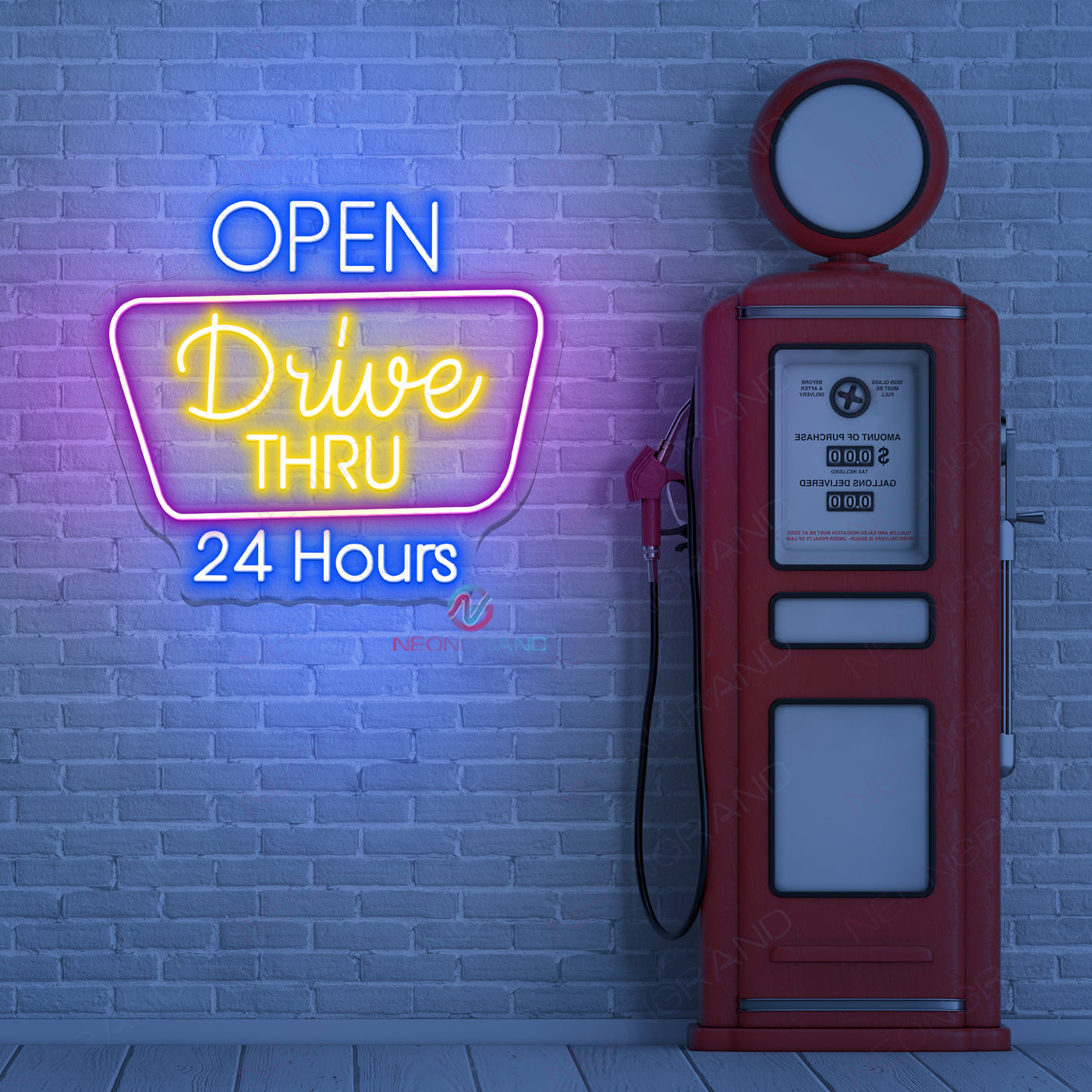 Open Drive Thru 24H Neon Sign Business Led Light