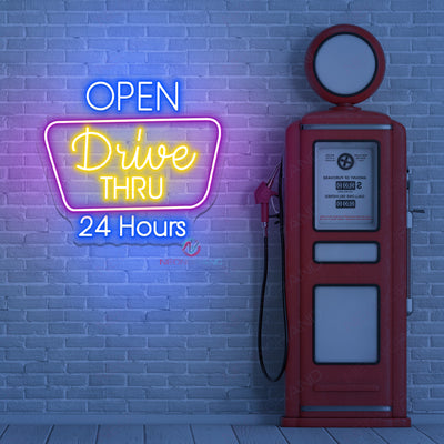 Open Drive Thru 24H Neon Sign Business Led Light