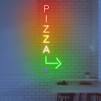 Pizza Neon Sign Vertical Arrow LED Light