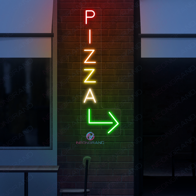 Pizza Neon Sign Vertical Arrow LED Light