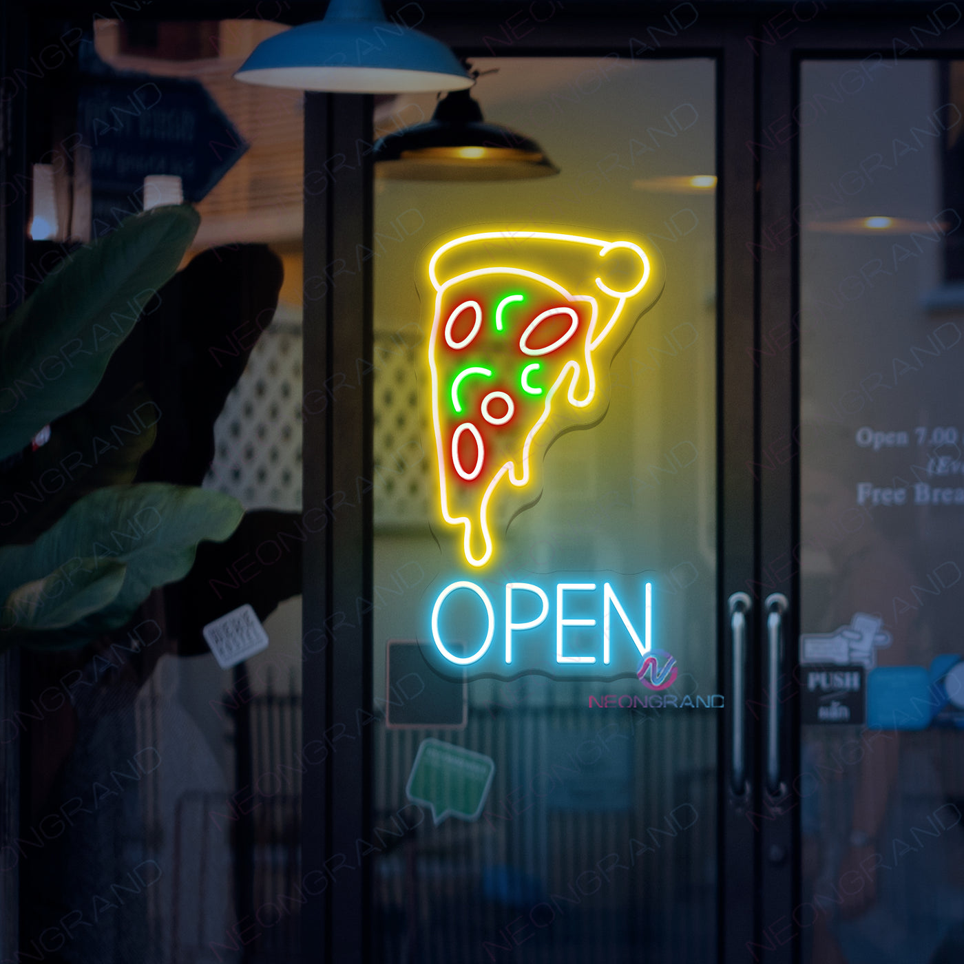 Pizza Open Neon Sign Vertical LED Light For Restaurant