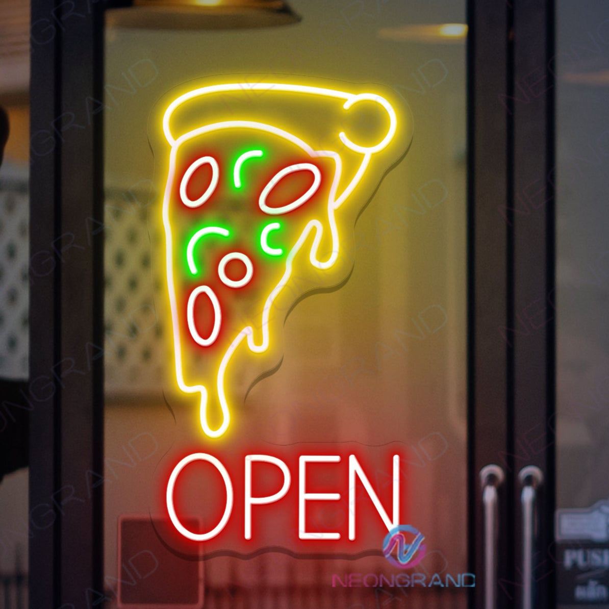 Pizza Open Neon Sign Vertical LED Light For Restaurant