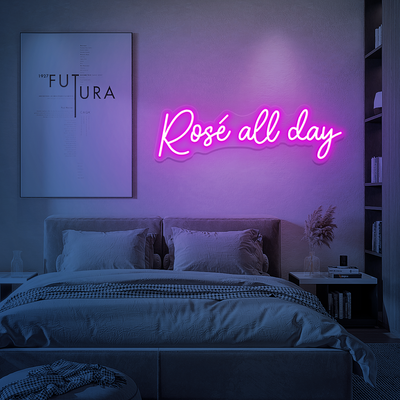Large Super Bright Rose All Day Neon Sign Led Light Remote Included