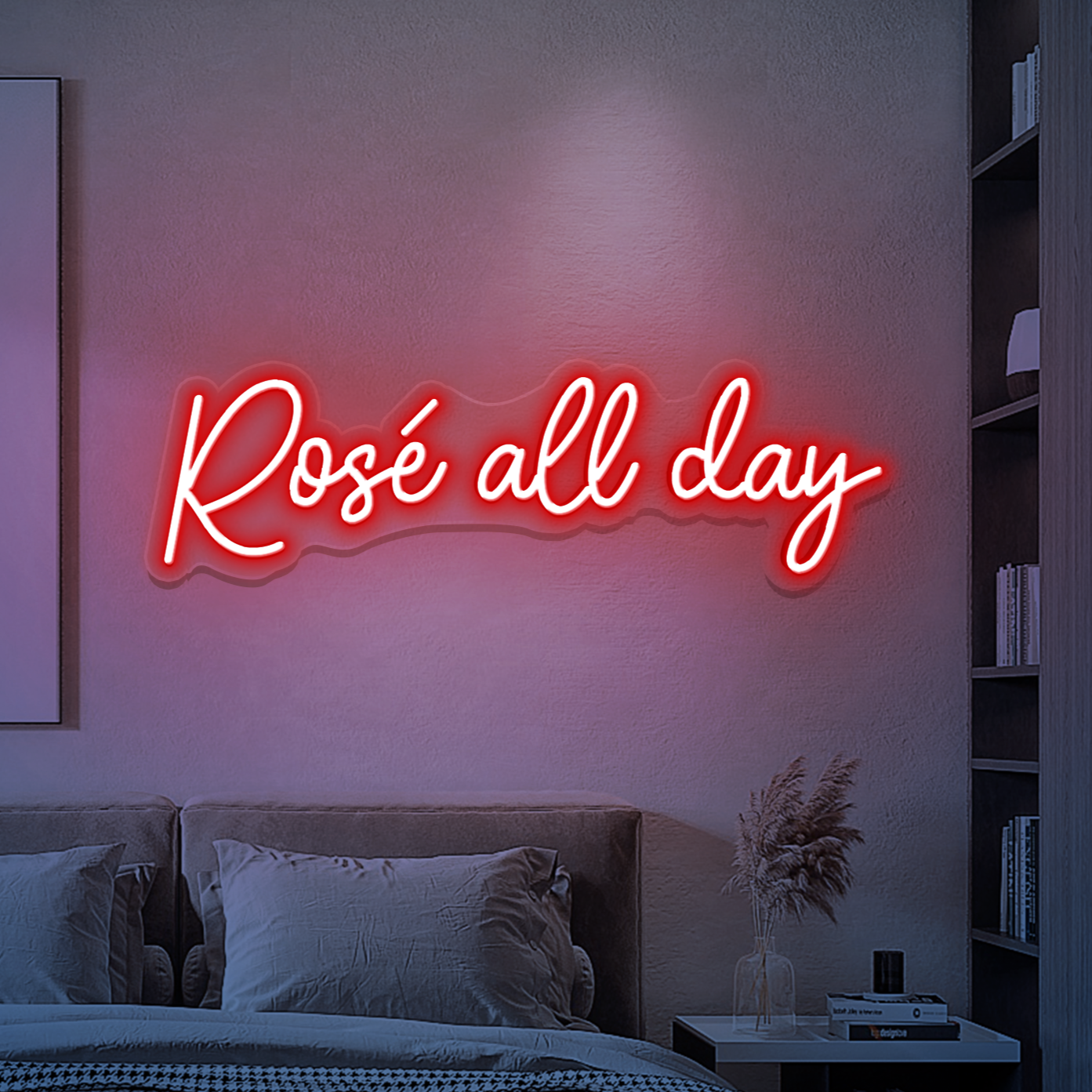 Large Super Bright Rose All Day Neon Sign Led Light Remote Included