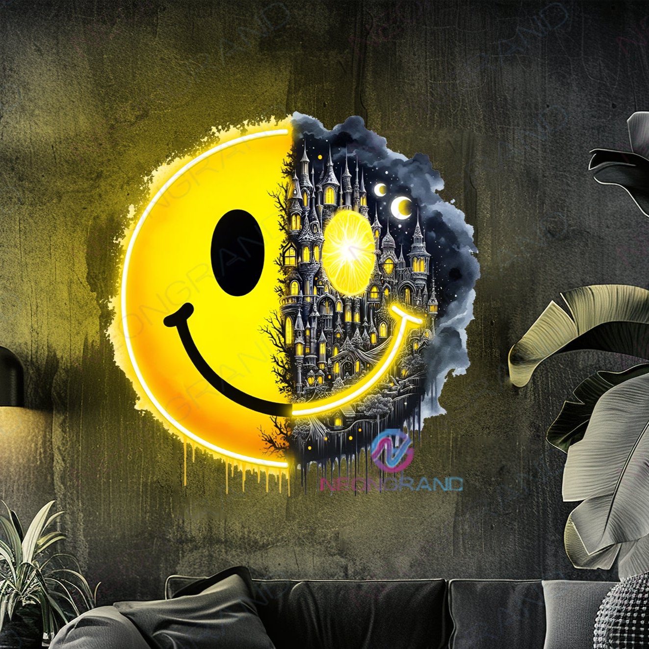 Smiley Artwork Neon Sign Cool Led Light