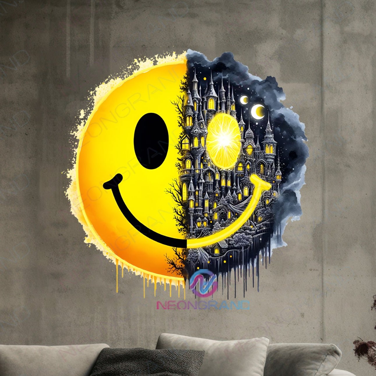 Smiley Artwork Neon Sign Cool Led Light