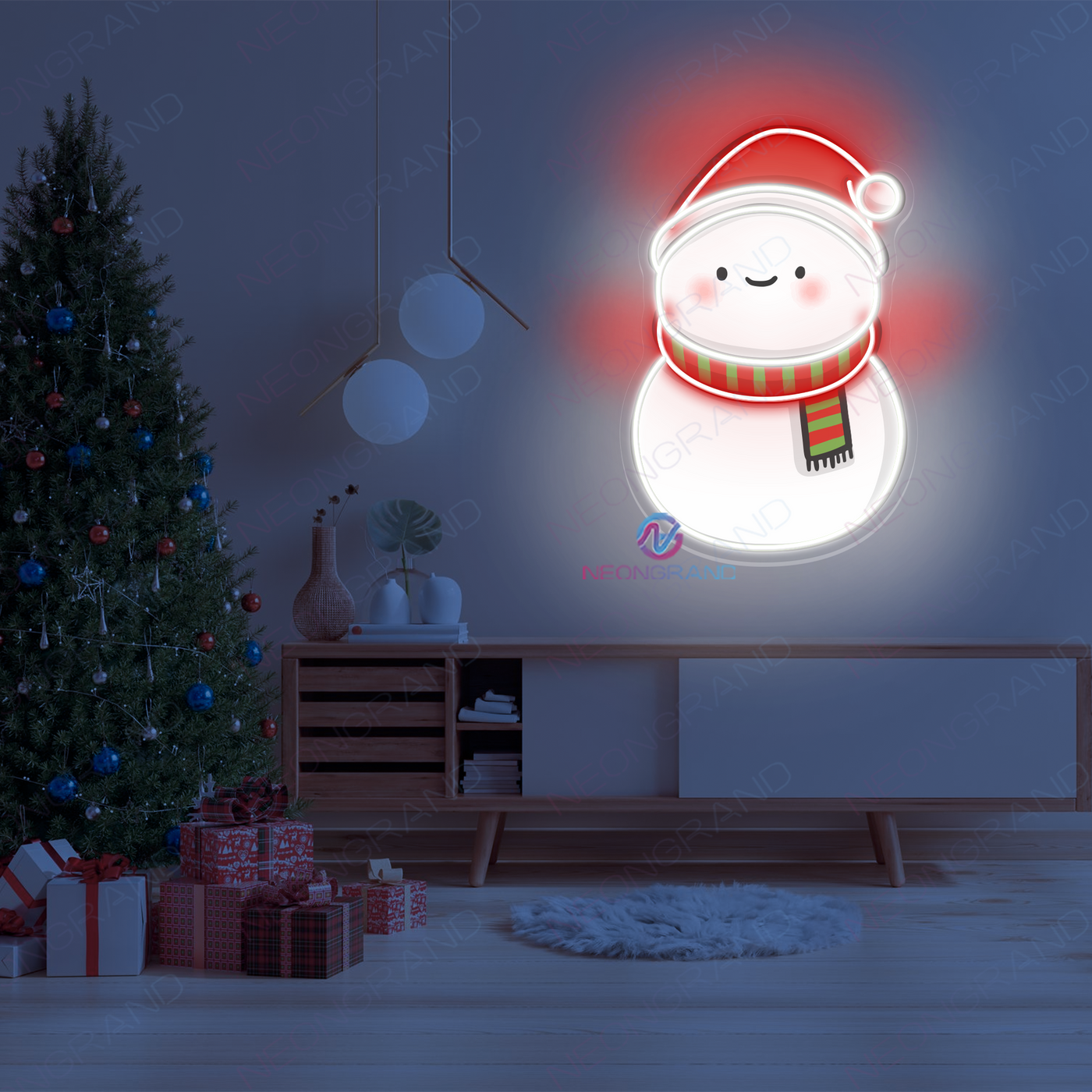 Snowman Christmas Neon Sign UV Led Light