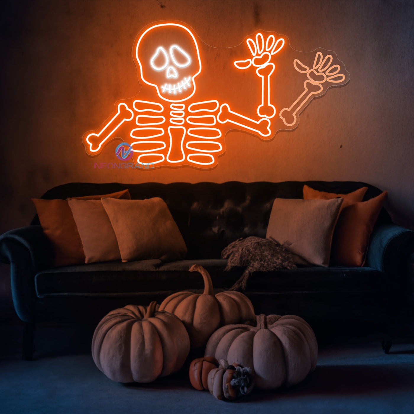 Waving Skeleton Neon Sign Halloween Led Light