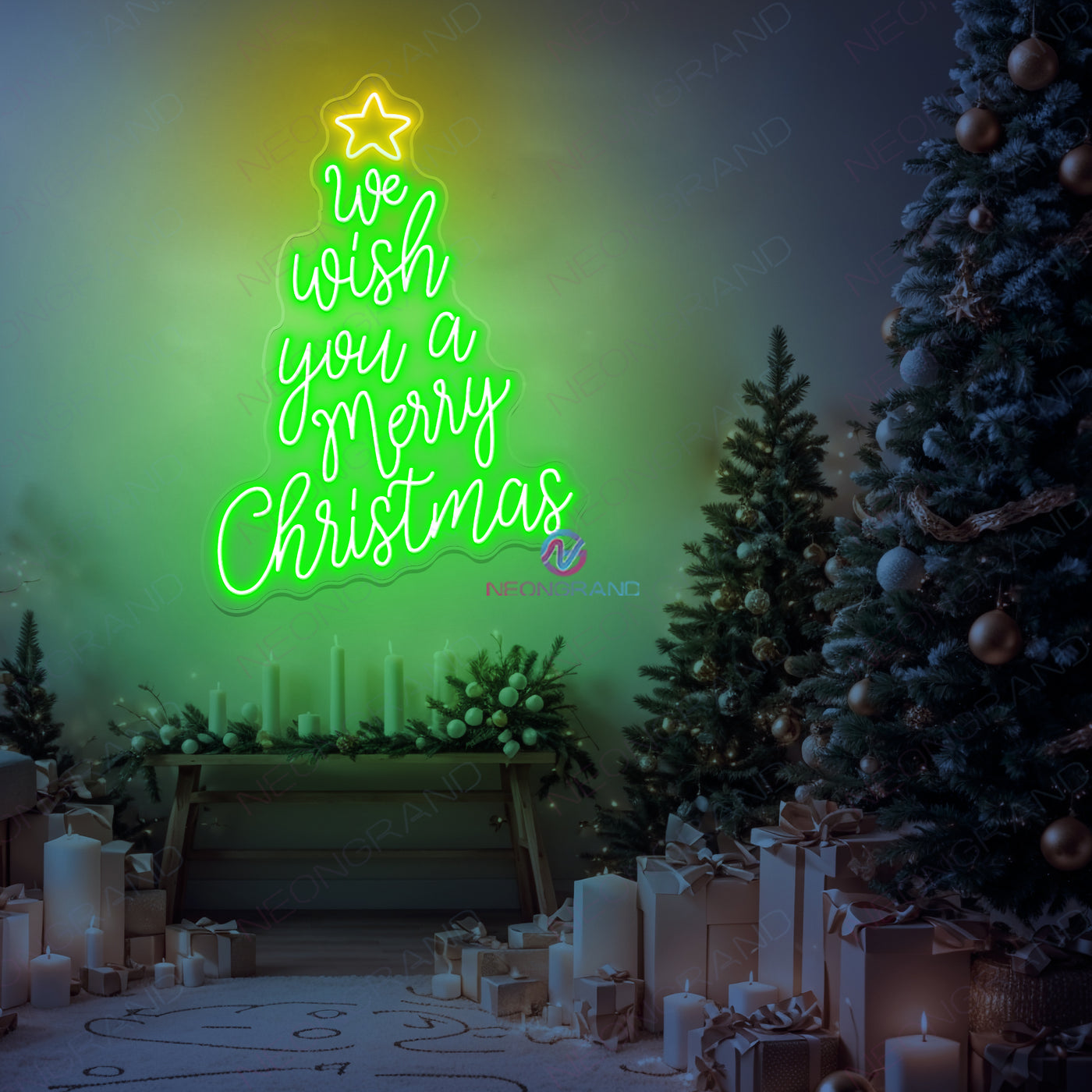 We Wish You A Merry Christmas Neon Sign Xmas Tree Led Light