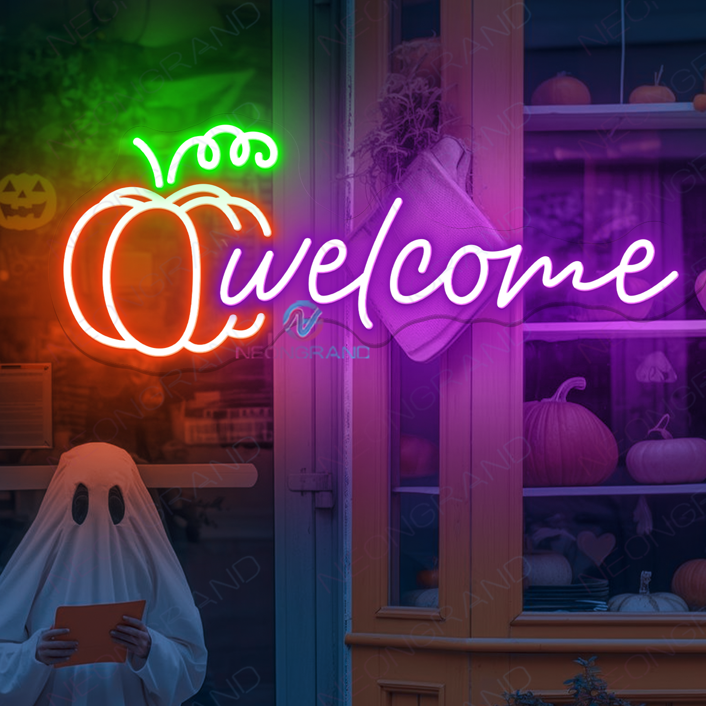 Welcome Neon Sign Halloween Pumpkin Led Light