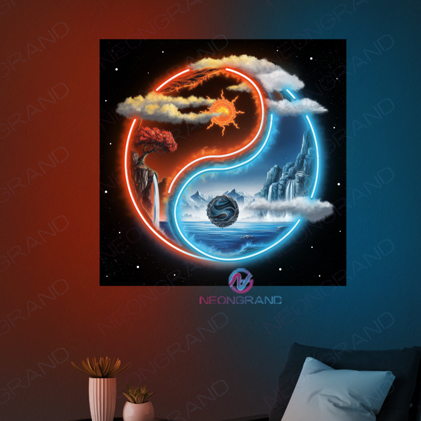 Yin Yang Artwork Neon Sign UV-Printing Led Light