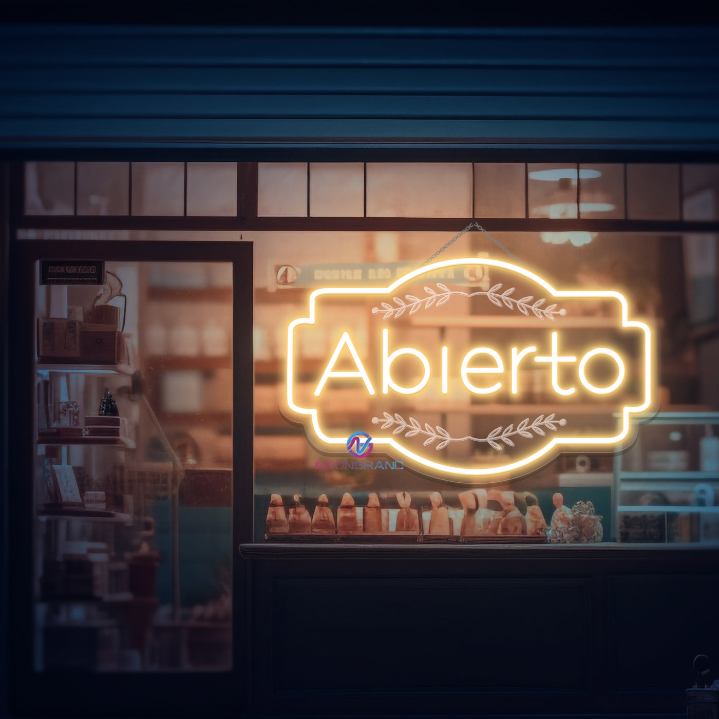 Abierto Neon Sign 3D Engraving Open Storefront LED Light