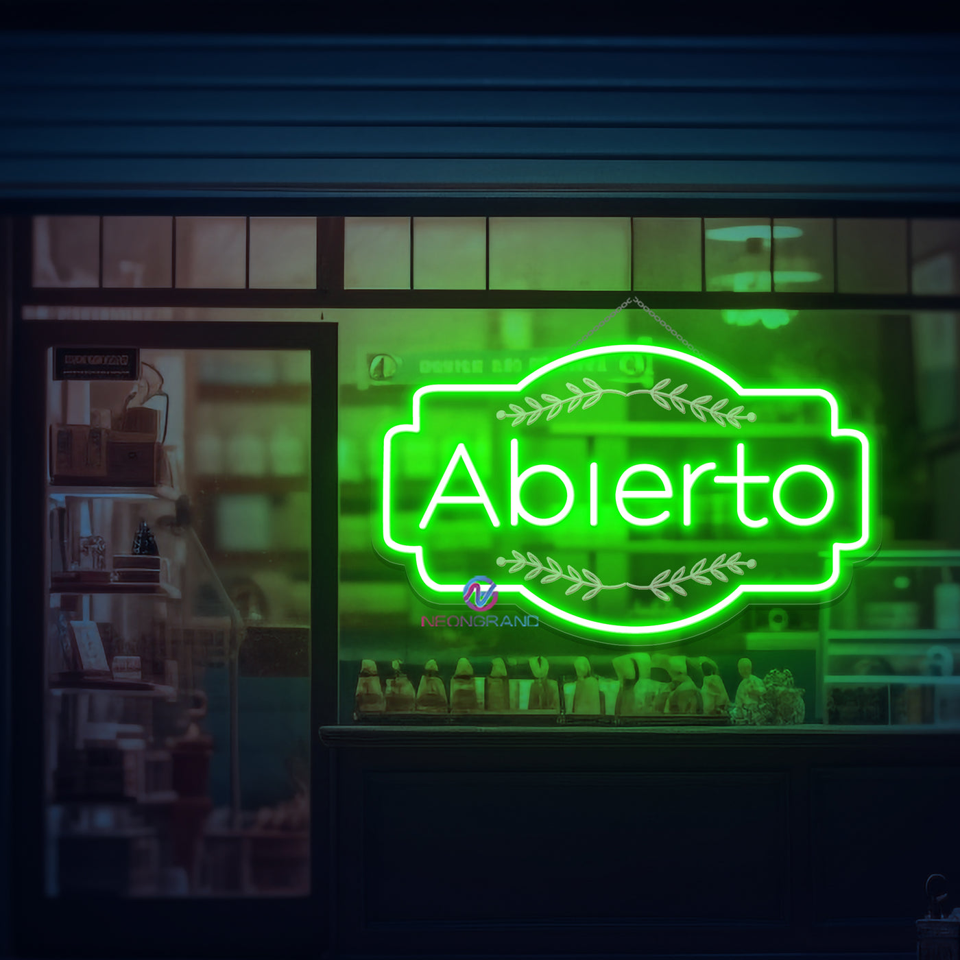 Abierto Neon Sign 3D Engraving Open Storefront LED Light