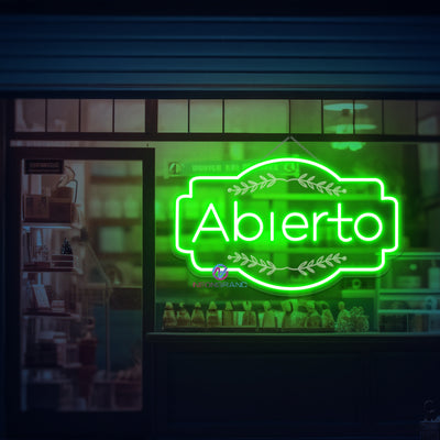 Abierto Neon Sign 3D Engraving Open Storefront LED Light