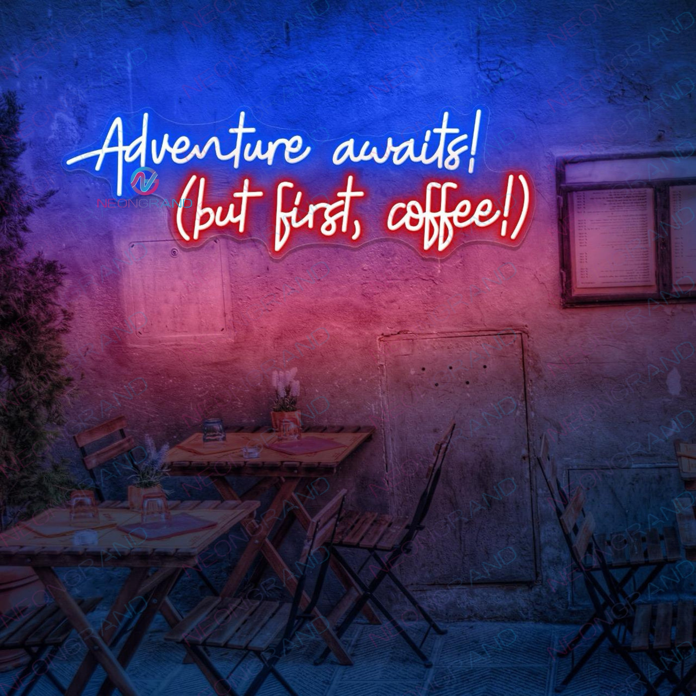 Adventure Awaits, But First Coffee Neon Sign Cafe Led Light