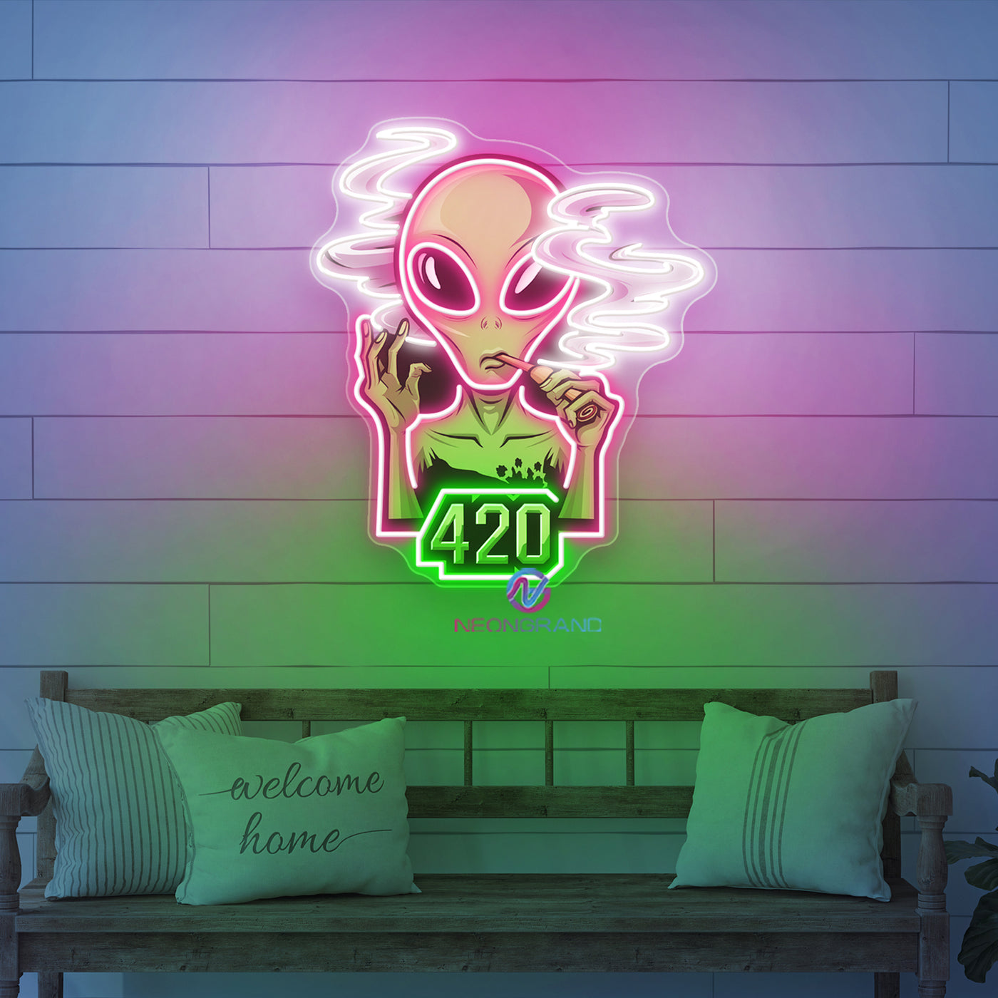 Weed Neon Sign Alien 420 UV-Printing LED Light