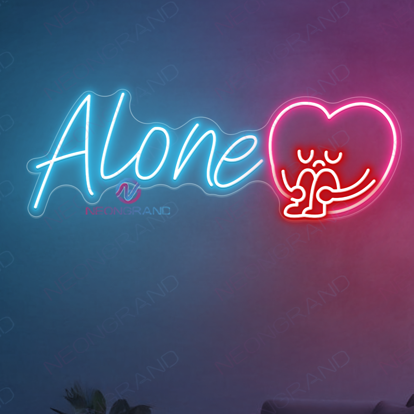 Alone Neon Sign Heart LED Word Lights For Room