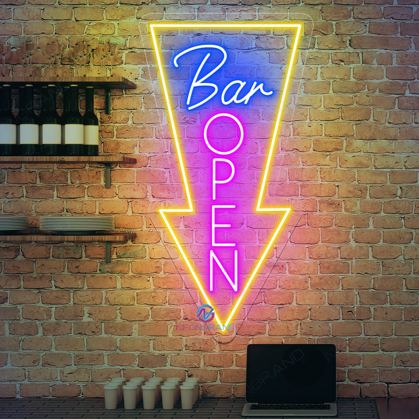 Bar Open Neon Sign Arrow Led Light For Business