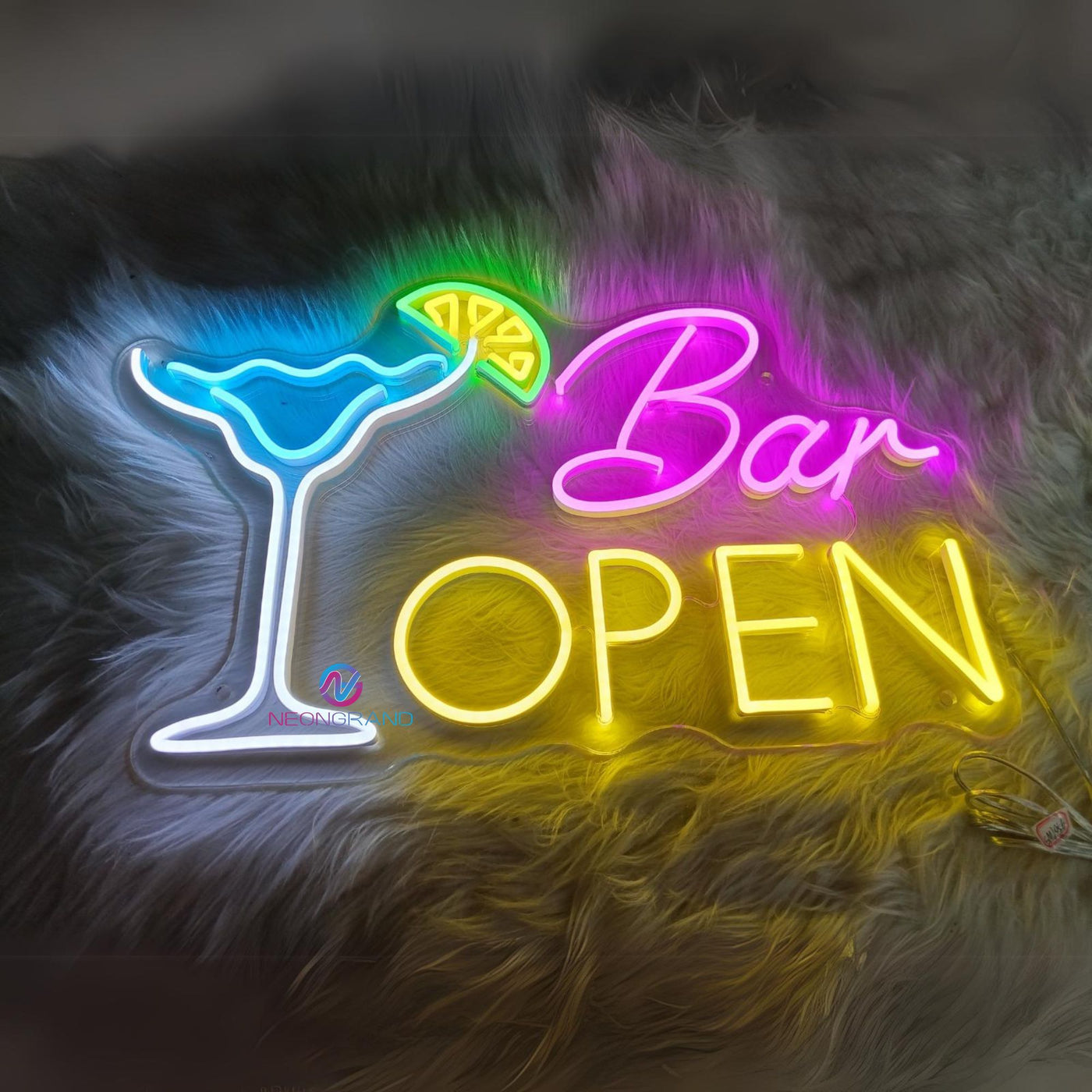 Bar Open Neon Sign Lemon Cocktail Led Light