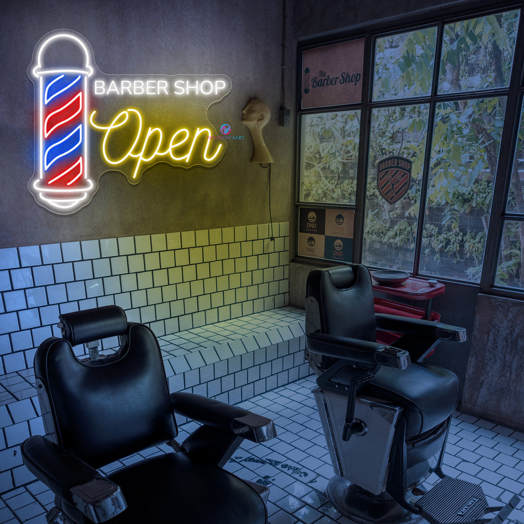 Barber Shop Open Neon Sign Business Led Light - NeonGrand