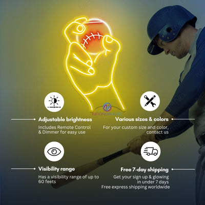 Baseball Neon Sign Gaming Room LED Light