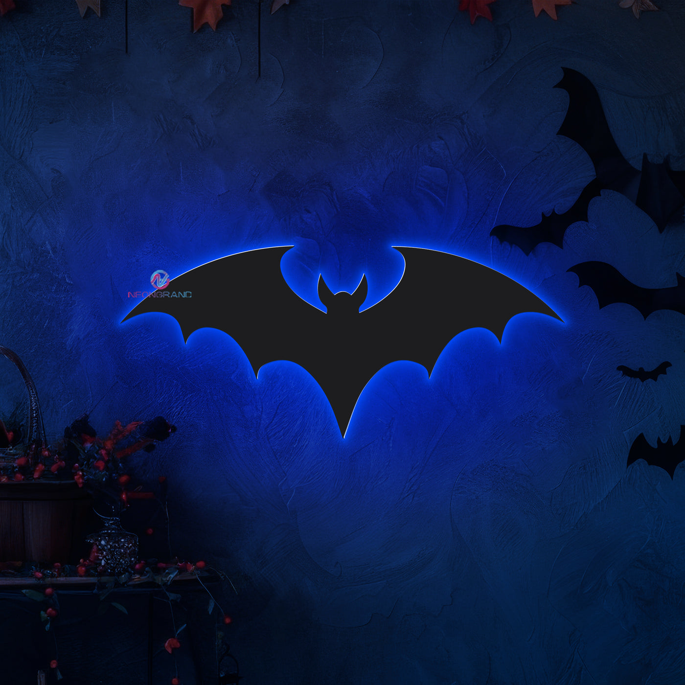 Bat Neon Sign Metal Backlit Halloween LED Light